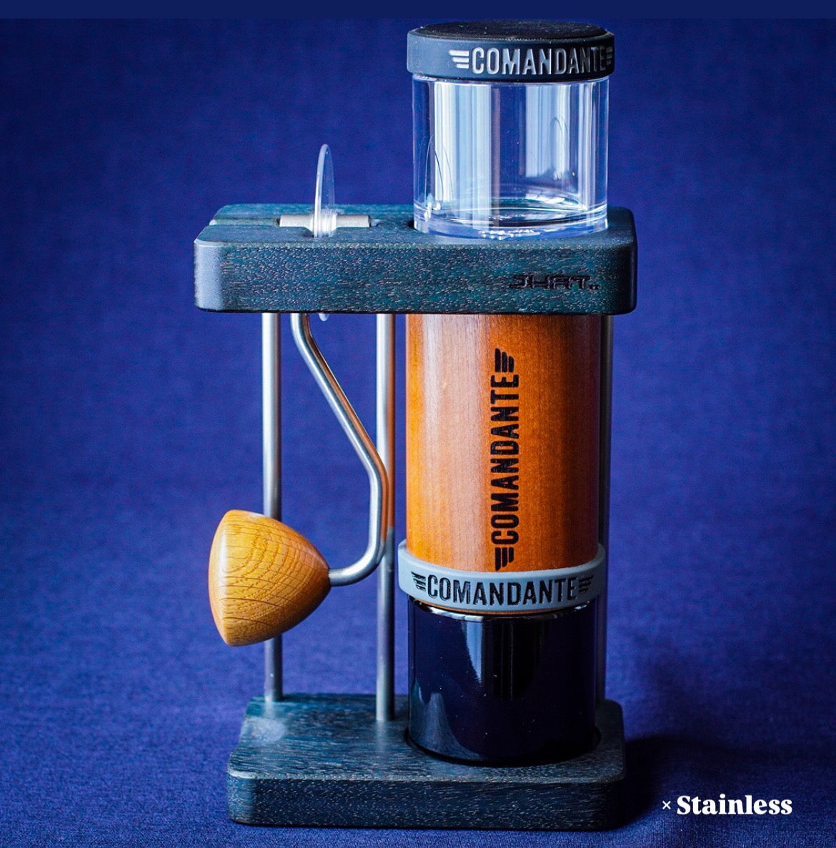 JHAT.. Coffee grinder stand for Comandante C40/C60 "American Walnut"-AIZOME- 藍染