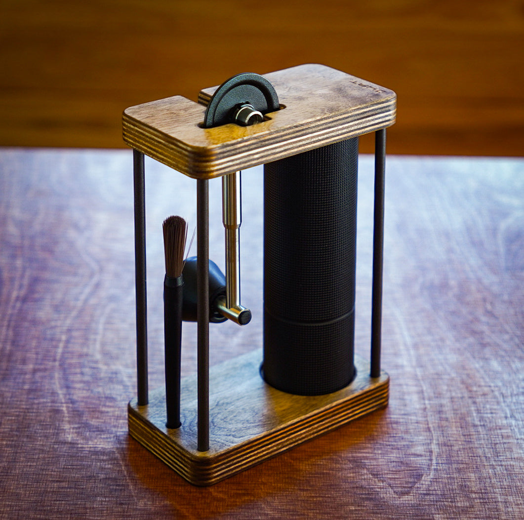 JHAT.. Coffee grinder stand for TIMEMORE C3 Pro /C3S Pro/ C3 Pro MAX/ C3S Pro MAX "White Birch"Brown【折りたたみハンドル用】