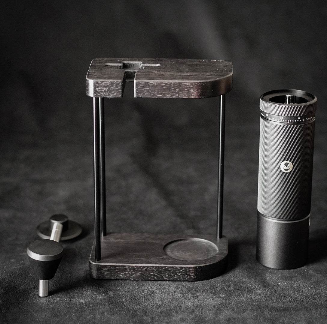 JHAT.. Coffee grinder stand for TIMEMORE S3 ”American Walnut -TETUKURO-" 鉄黒